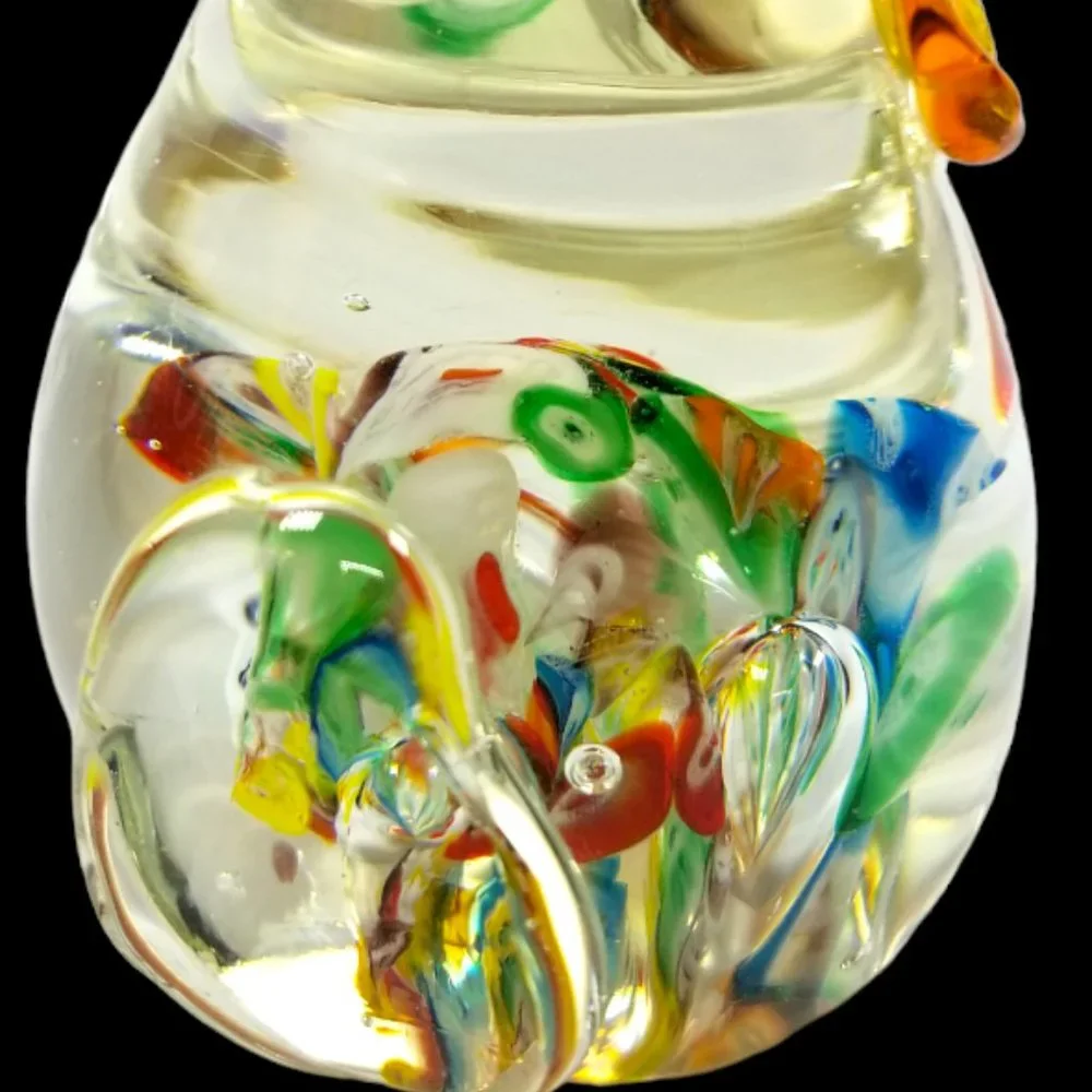 Colorful Murano Italy Blown Art Glass Rooster Paperweight Anamorphic  Figurine - Picture 12 of 12